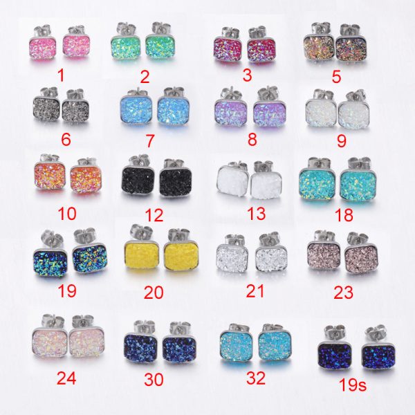 Wholesale personalized sweet multi-standard square baby s breath rhinestone earrings Online now