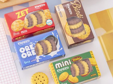 Wholesale 5 Pieces of Boxed Biscuit TPR Eraser For Discount