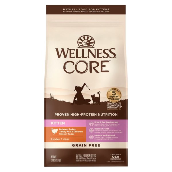 20% OFF FREE CANNED FOOD w 5lb : Wellness CORE Kitten Deboned Turkey, Turkey Meal & Deboned Chicken Grain-Free Dry Cat Food Hot on Sale