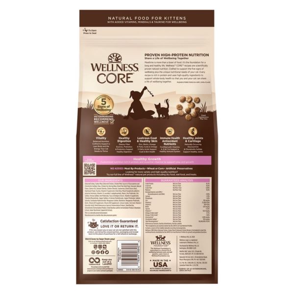 20% OFF FREE CANNED FOOD w 5lb : Wellness CORE Kitten Deboned Turkey, Turkey Meal & Deboned Chicken Grain-Free Dry Cat Food Hot on Sale